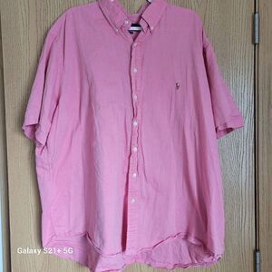 Ralph Lauren Chambray Oxford pink short sleeve shirt button front mens size 3X B